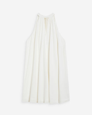 Robe courte évasée en lin dos à nouer white Whola
