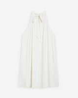 Robe courte évasée en lin dos à nouer white Whola