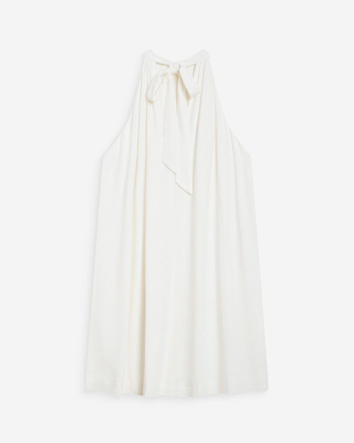 Robe courte évasée en lin dos à nouer white Whola