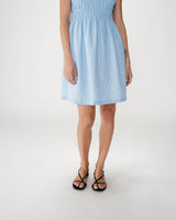 Robe courte en coton à carreaux vichy ciel Willa