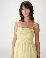 Robe courte en coton à carreaux vichy jaune Willa