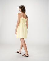 Robe courte en coton à carreaux vichy jaune Willa
