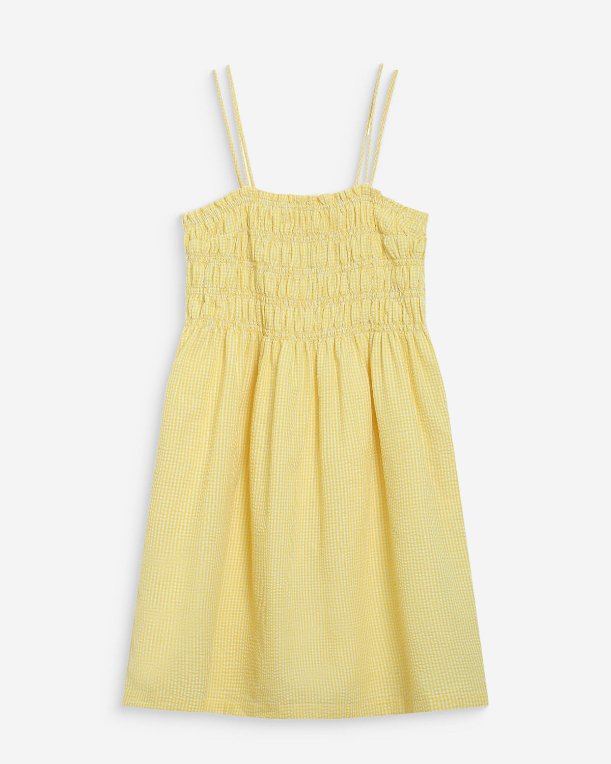 Robe courte en coton à carreaux vichy jaune Willa