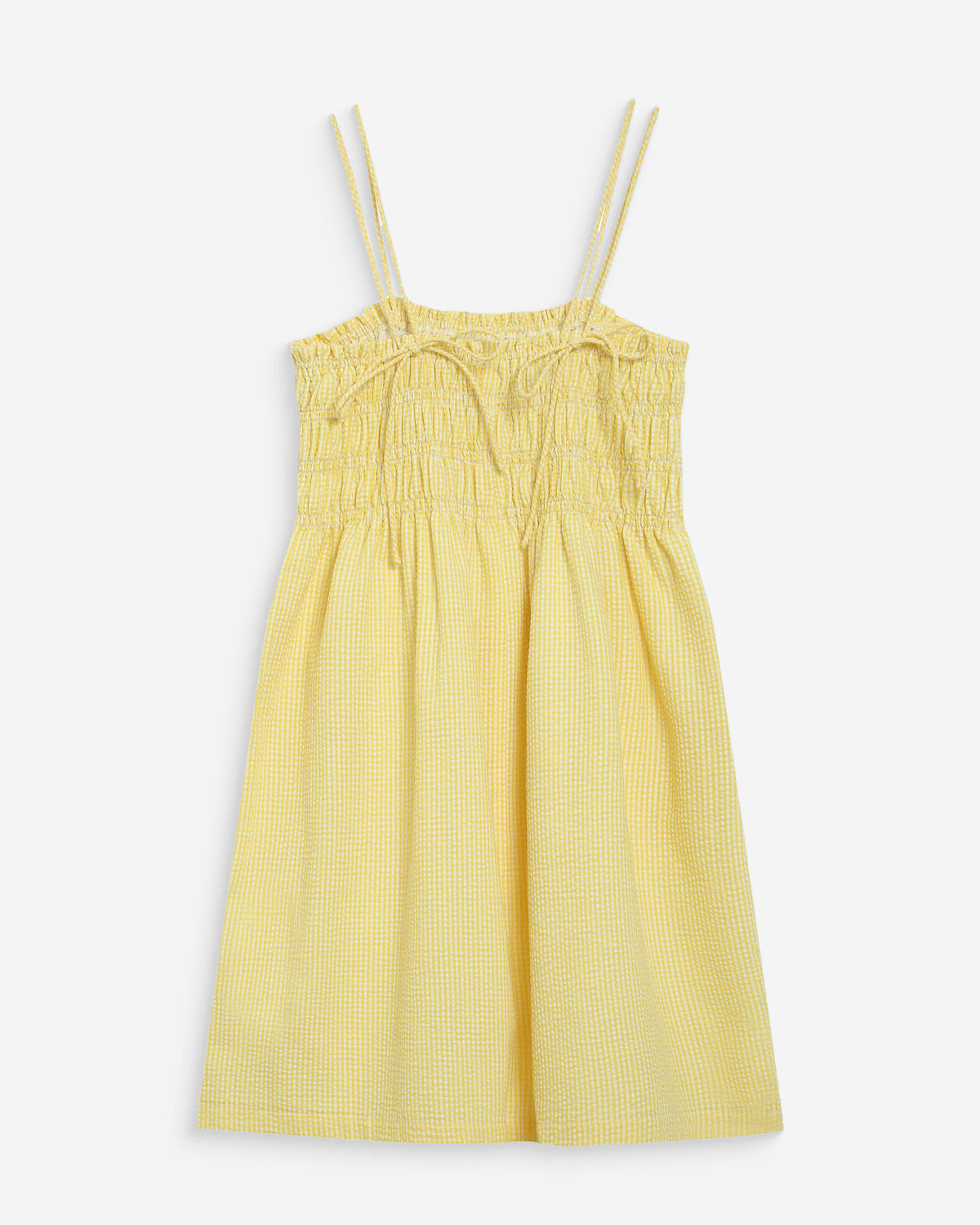 Robe courte en coton à carreaux vichy jaune Willa
