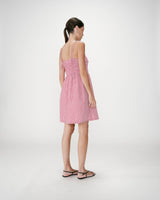 Short cotton gingham check dress rouge Willa