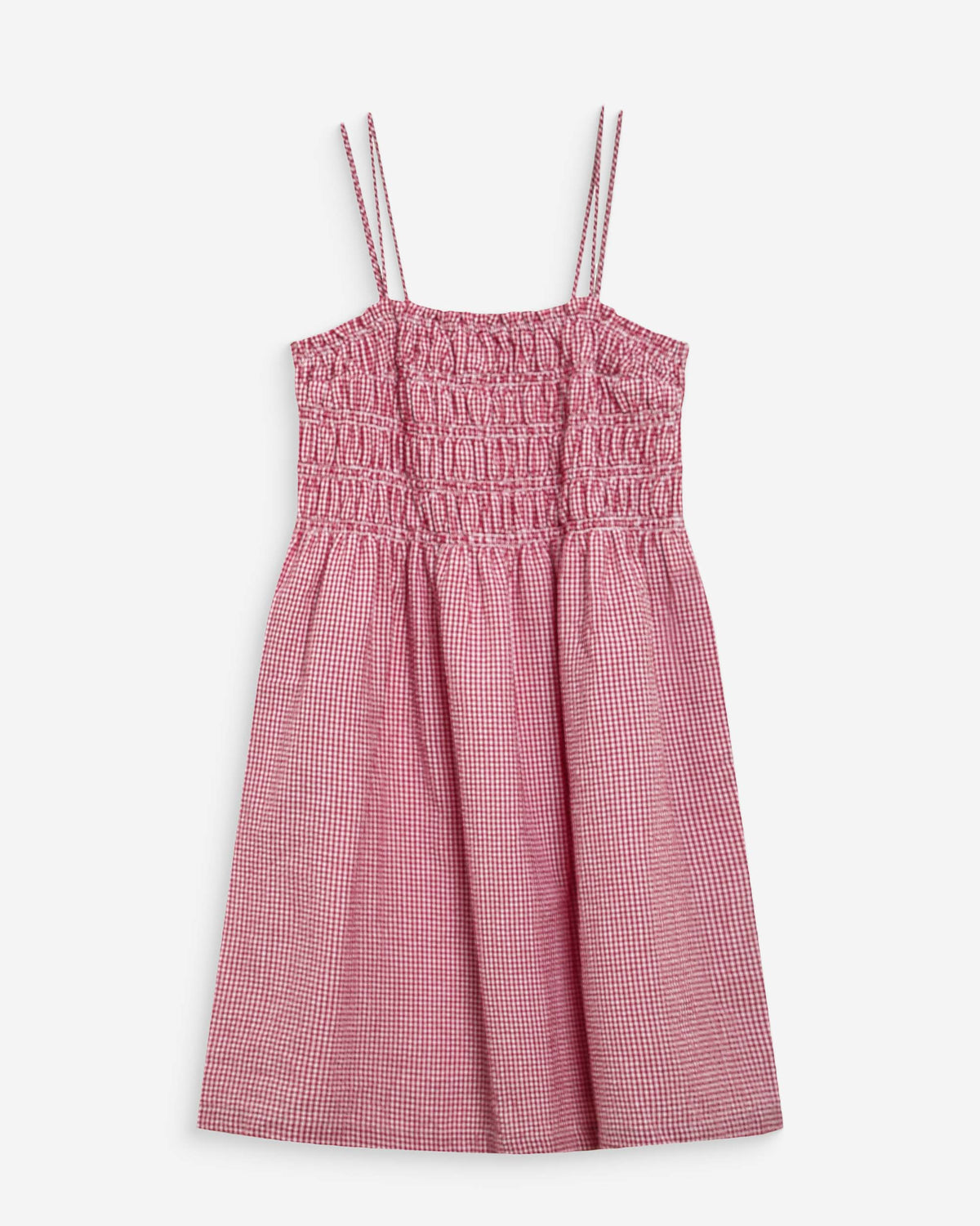 Short cotton gingham check dress rouge Willa