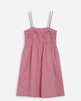 Short cotton gingham check dress rouge Willa