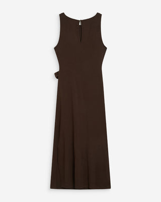 Robe longue drapée taille à nouer chocolat Wyla