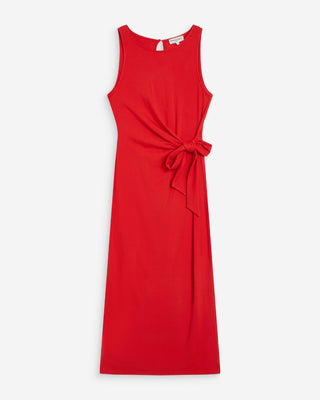 Robe longue drapée taille à nouer rouge Wyla