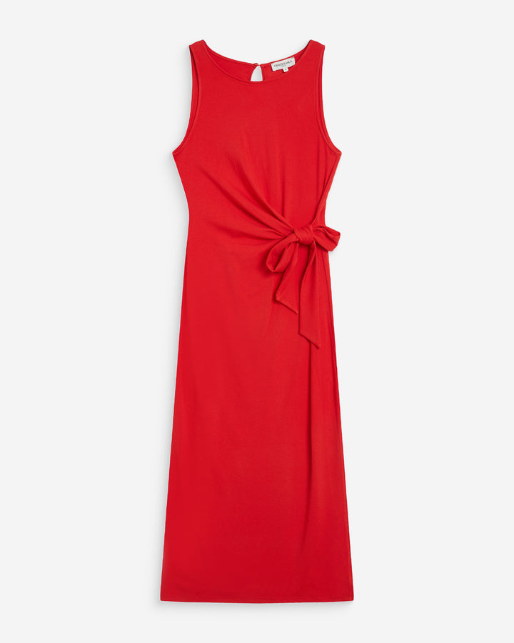 Robe longue drapée taille à nouer rouge Wyla