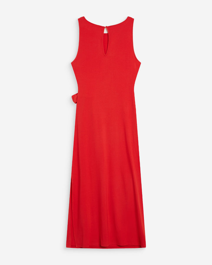 Robe longue drapée taille à nouer rouge Wyla