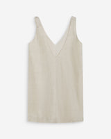 Robe courte évasée en lin col V sable Wynette
