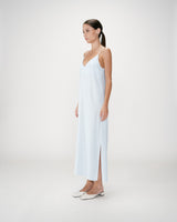 Vestido largo de lino escote V ciel Wendra