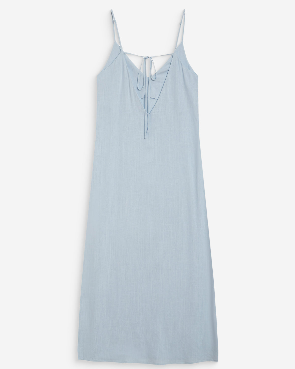 Vestido largo de lino escote V ciel Wendra