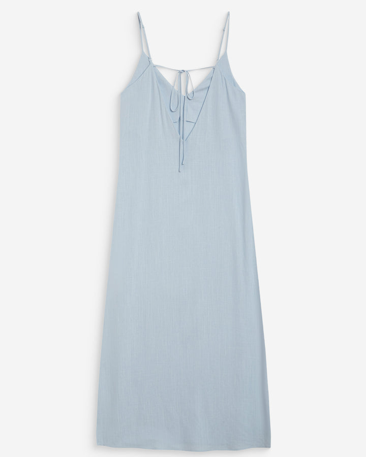 Vestido largo de lino escote V ciel Wendra