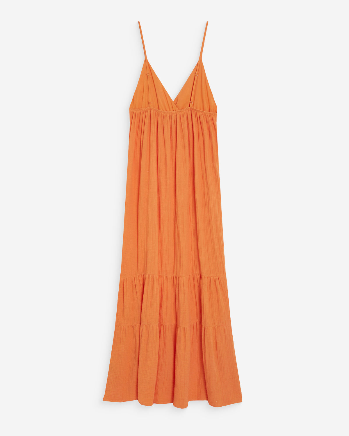 Flowing long cotton V-neck dress with straps orange Wynora