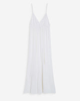 Flowing long cotton V-neck dress with straps white Wynora