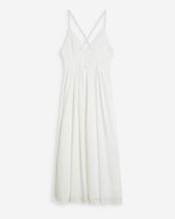 Flared long V-neck eyelet dress white Wimala