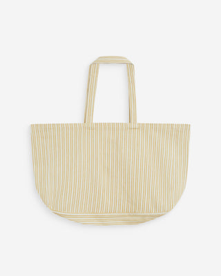 Tote bag large en coton rayé jaune Wanda