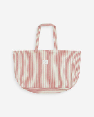 Tote bag large en coton rayé rouge Wanda