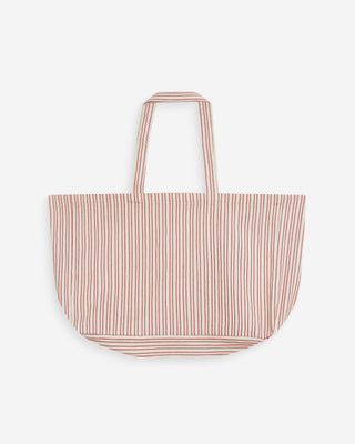 Tote bag large en coton rayé rouge Wanda