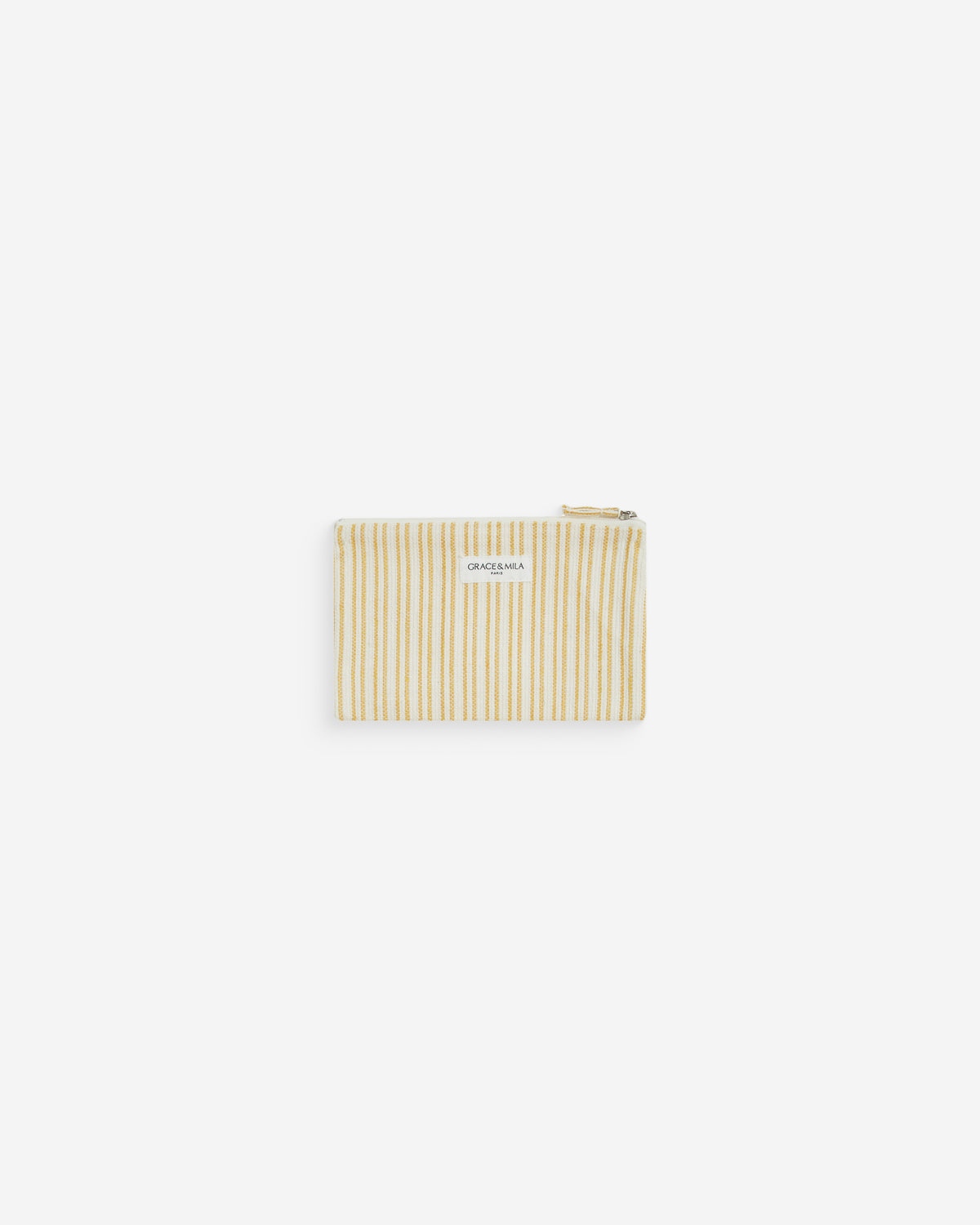 Pochette zippée en coton rayée jaune Wilene