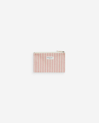 Pochette zippée en coton rayée rouge Wilene