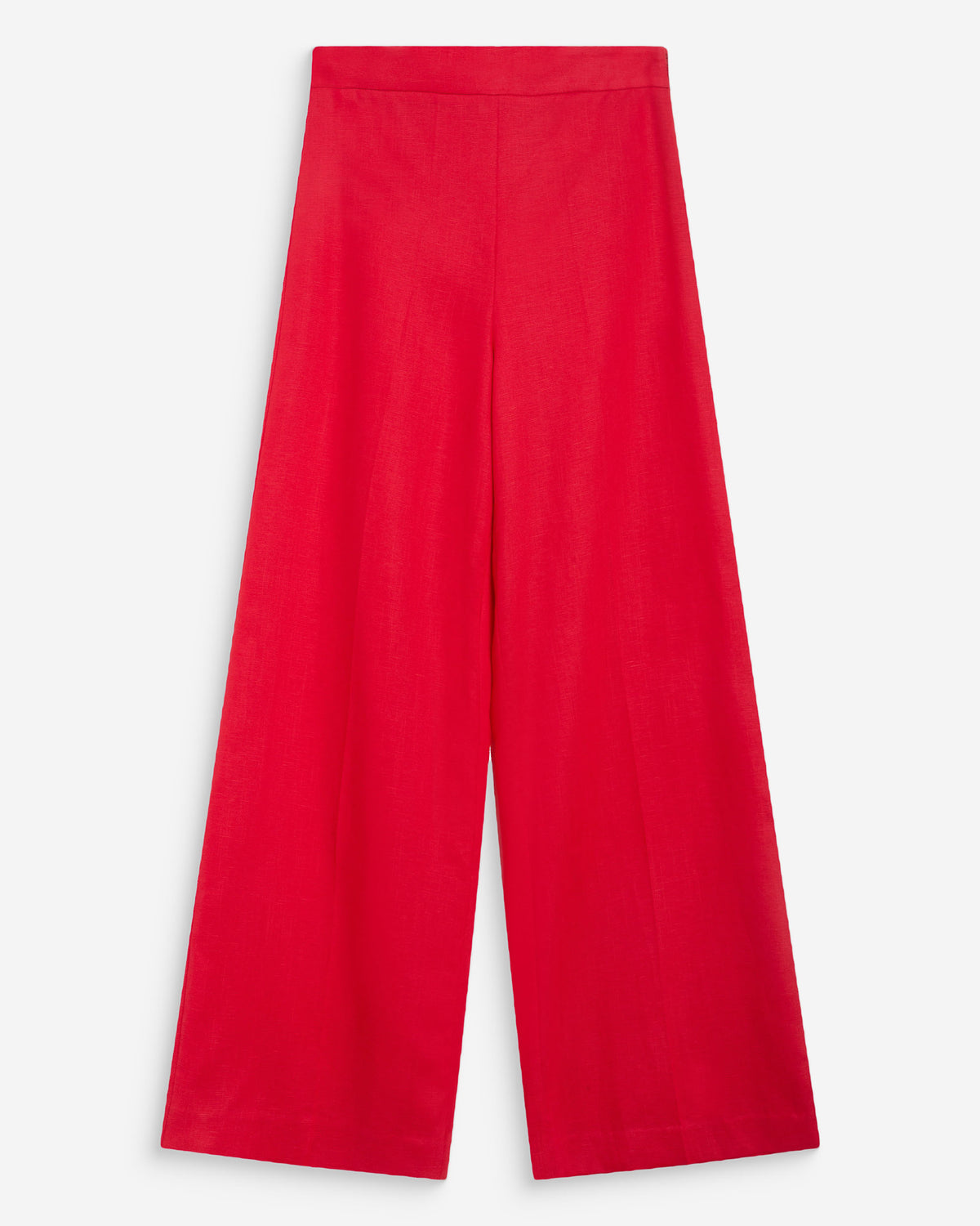 Pantalon droit taille haute jambes larges en lin rouge Wesley