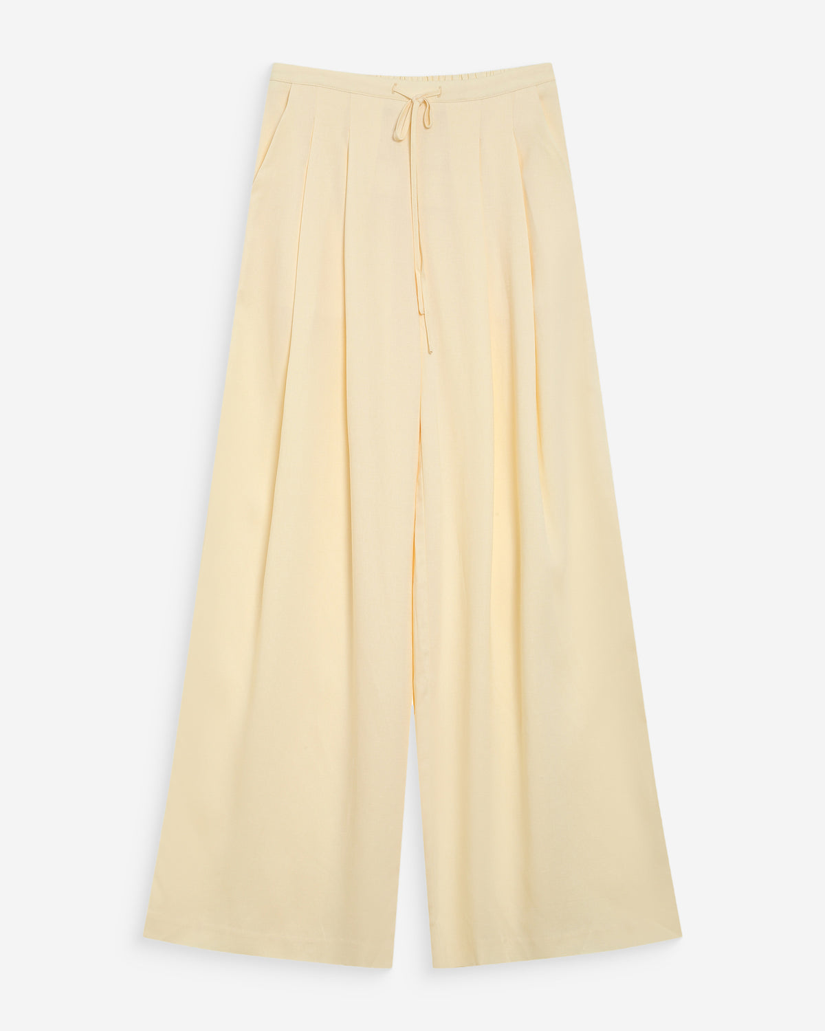 Pantalon tailleur en lin fluide jaune Wally