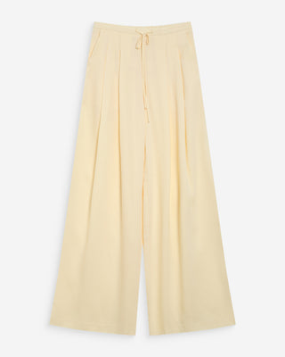 Pantalon tailleur en lin fluide jaune Wally