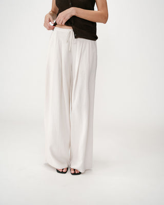 Pantalon tailleur en lin fluide sable Wally