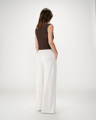 Pantalon tailleur en lin fluide sable Wally