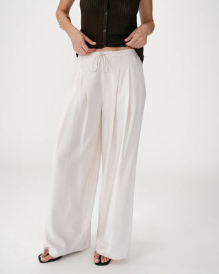 Pantalon tailleur en lin fluide sable Wally