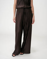Pantalon large plissé taille réglable chocolat Wonka