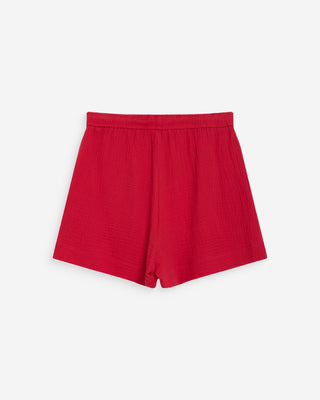 Short large taille haute en gaze de coton fuchsia Wasabi