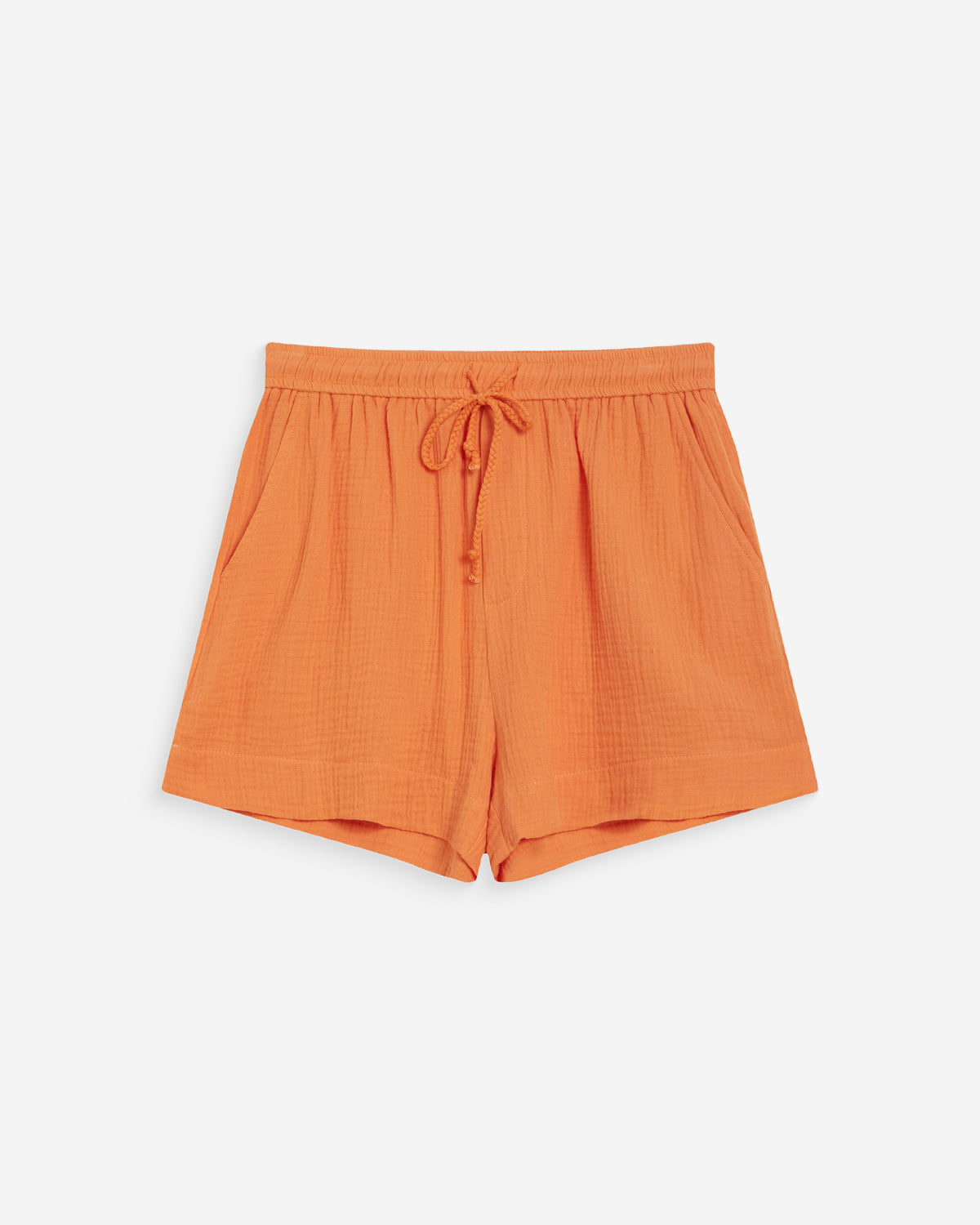 Short amplio de gasa de algodón tiro alto orange Wasabi