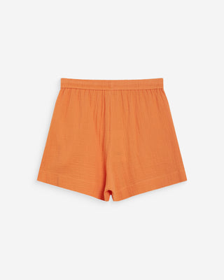 Short large taille haute en gaze de coton orange Wasabi