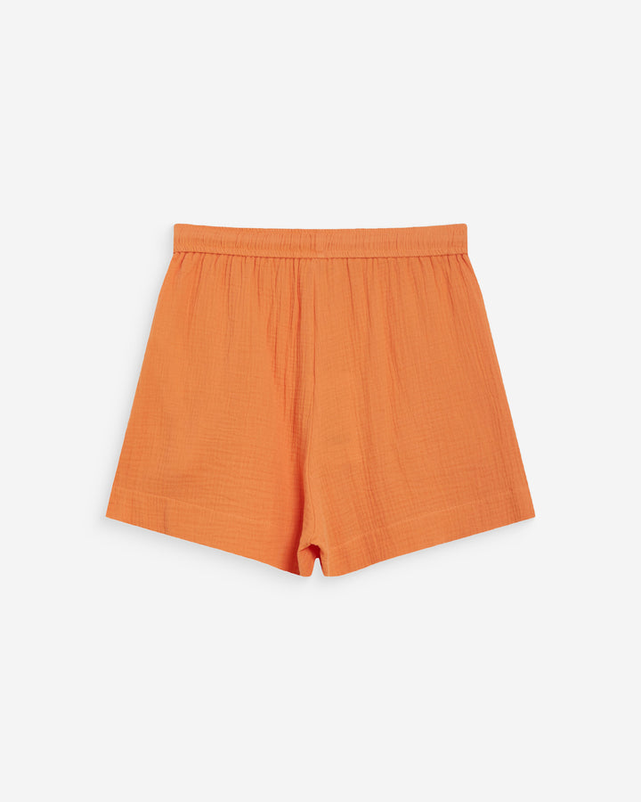 Short amplio de gasa de algodón tiro alto orange Wasabi