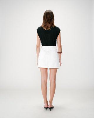 Jupe courte en jean taille haute ecru Whitney