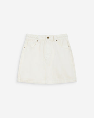 Jupe courte en jean taille haute ecru Whitney