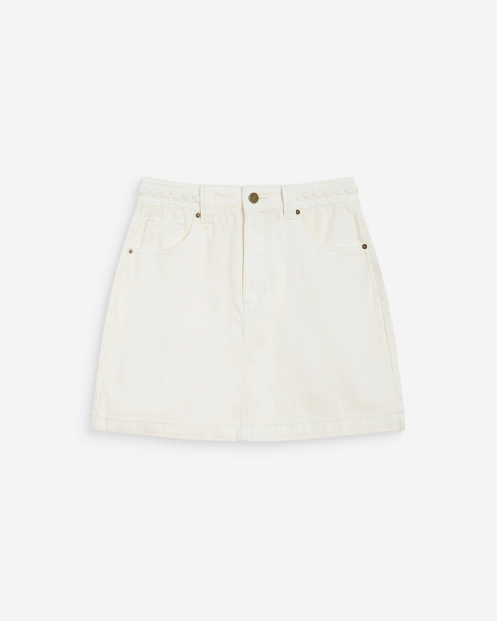 Jupe courte en jean taille haute ecru Whitney