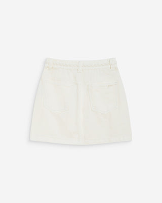 Jupe courte en jean taille haute ecru Whitney