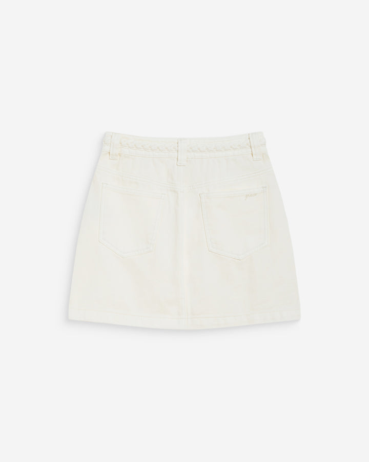 Jupe courte en jean taille haute ecru Whitney