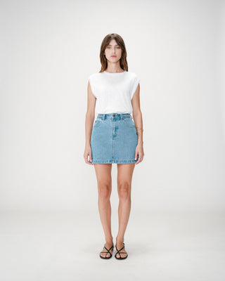Jupe courte en jean taille haute lightblue Whitney