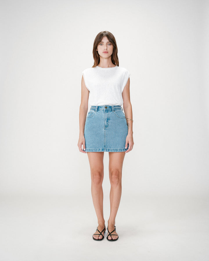 Jupe courte en jean taille haute lightblue Whitney