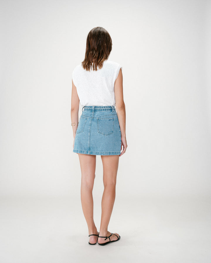 Jupe courte en jean taille haute lightblue Whitney