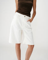 Bermuda long en jean taille haute ecru Will