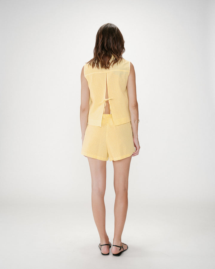 Short en coton à carreaux vichy jaune Waylen