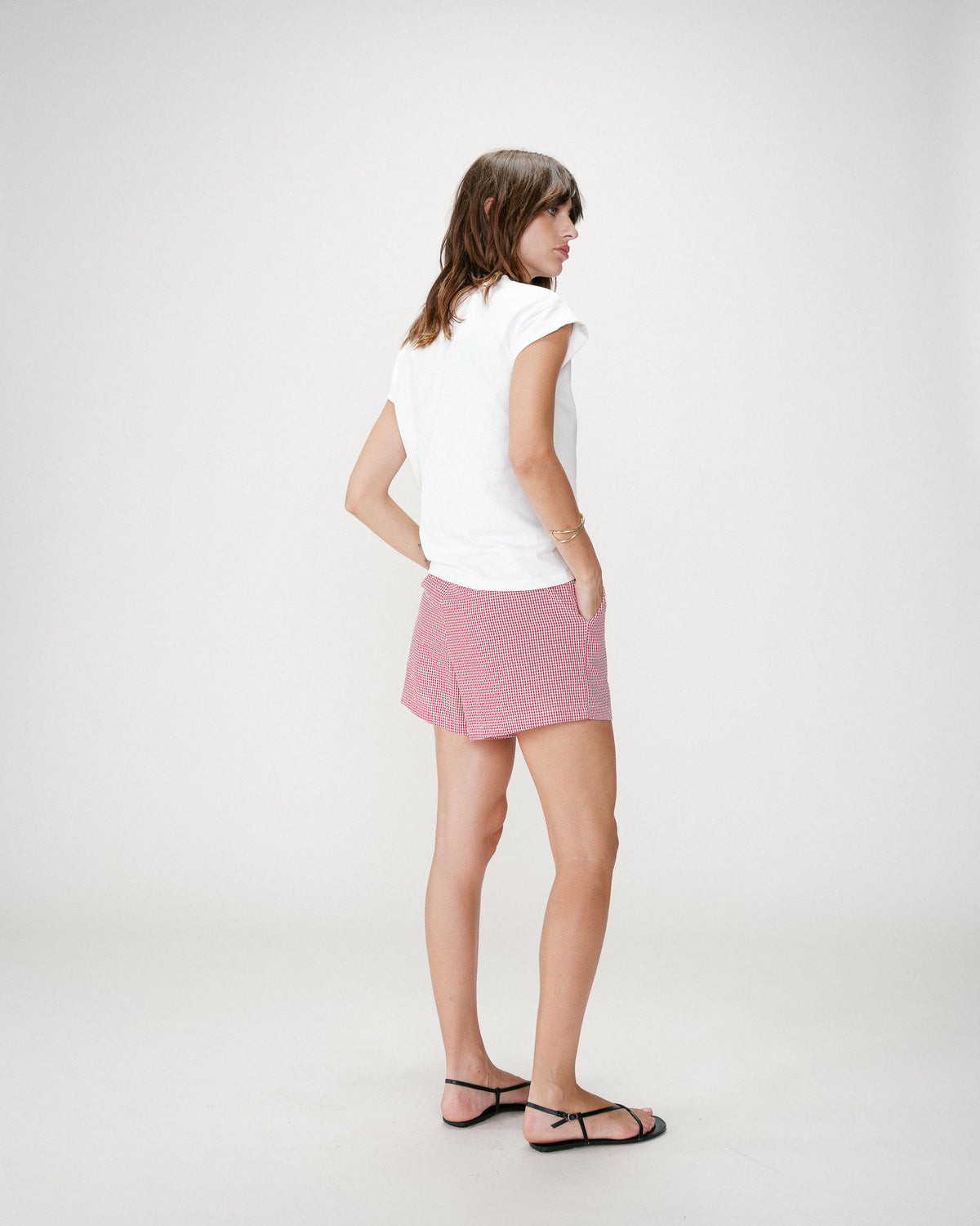 Short en coton à carreaux vichy rouge Waylen
