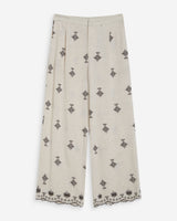 Pantalon droit brodé 7/8 chocolat Waren